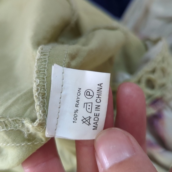 Jaase Floral Off Shoulder Bell Sleeve A Line Dress Green S bohemian boho chic - Picture 8 of 9